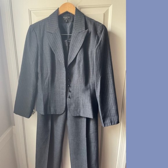 Signature by Larry Levine Charcoal Pinstriped Suit - Picture 1 of 14